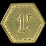 Jeton anonyme de 1 franc en laiton rond lob 21,7 mm - 2,56 grammes prsum du Caf de Marseille - avers