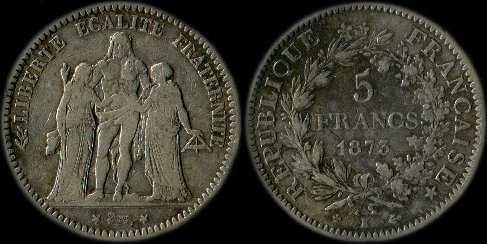 Pice de 5 francs Hercule 1873K