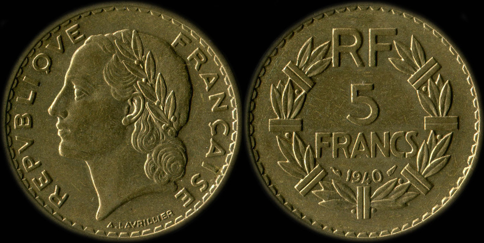 Pice de 5 francs Lavrillier 1940