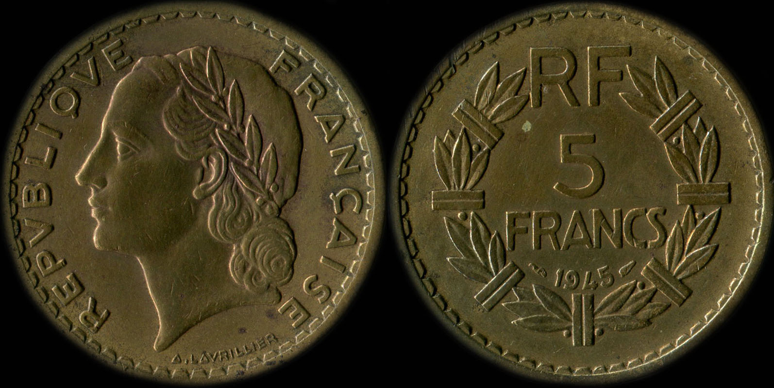 Pice de 5 francs Lavrillier 1945