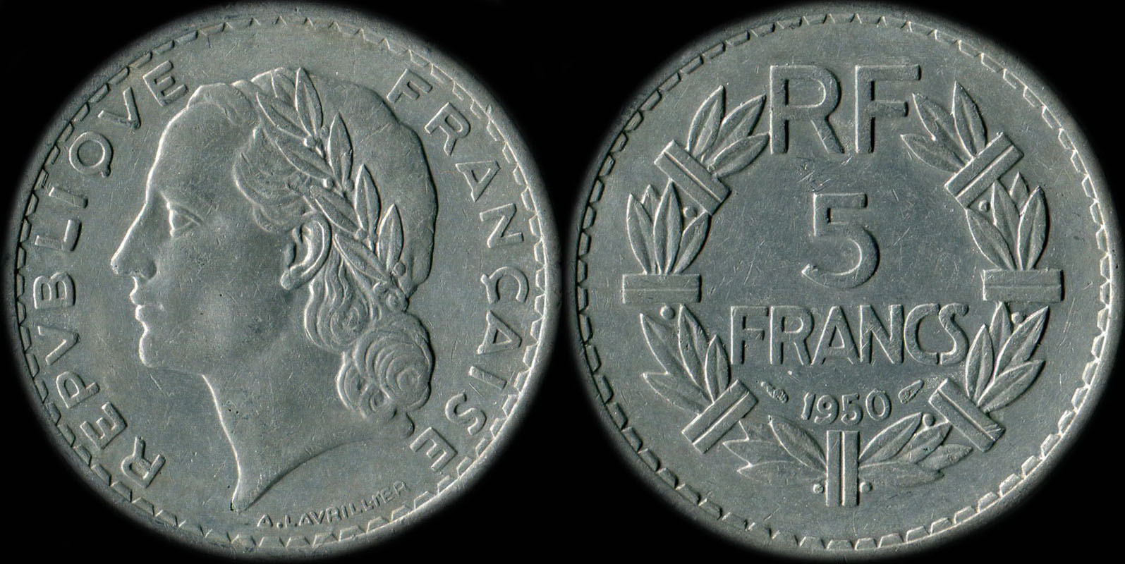 Pice de 5 francs Lavrillier 1950 aluminium