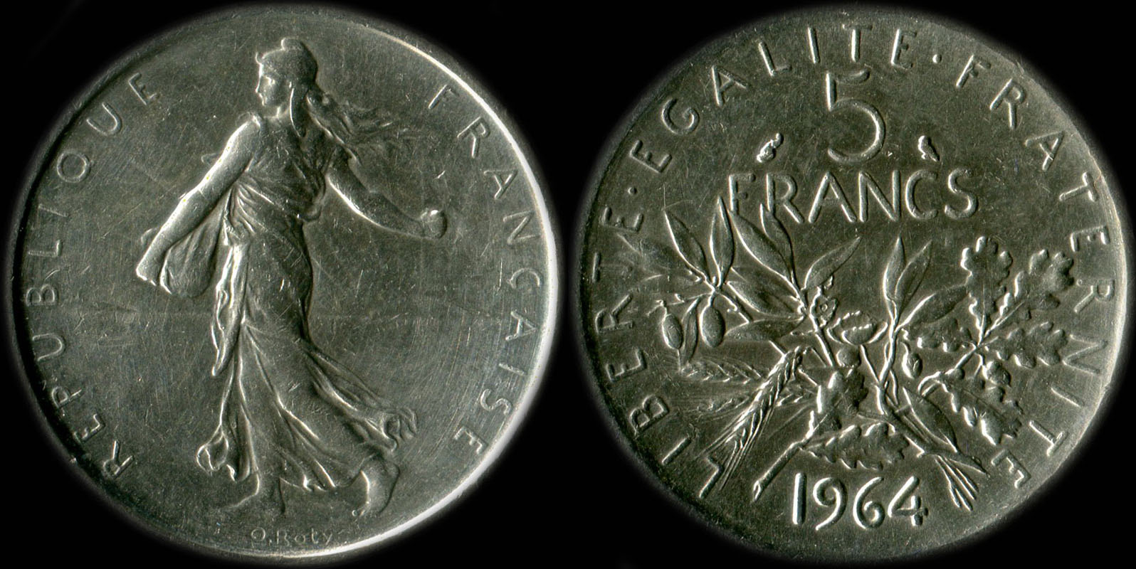 Pice de 5 francs 1964 Semeuse argent