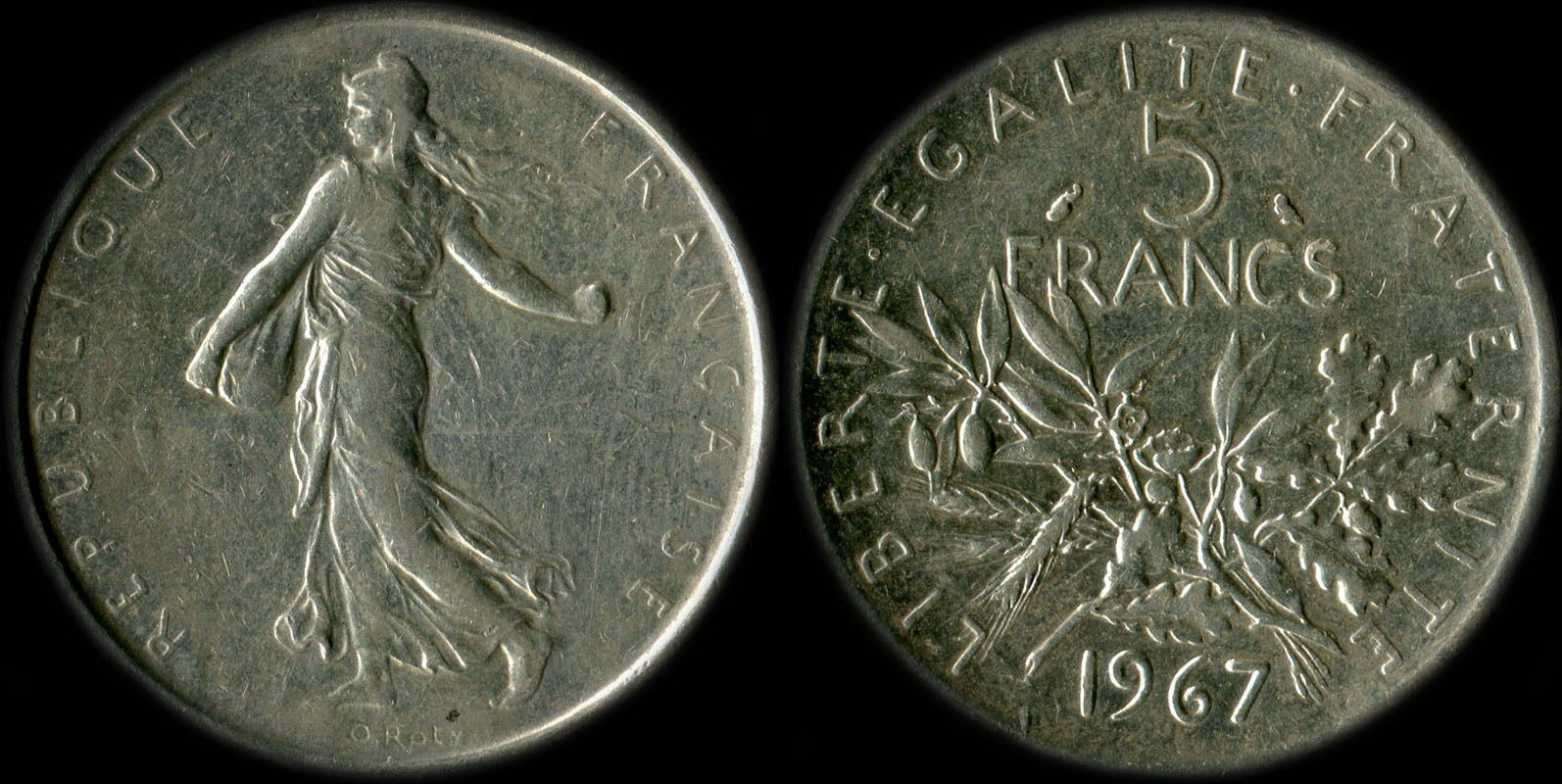 Pice de 5 francs 1967 Semeuse argent