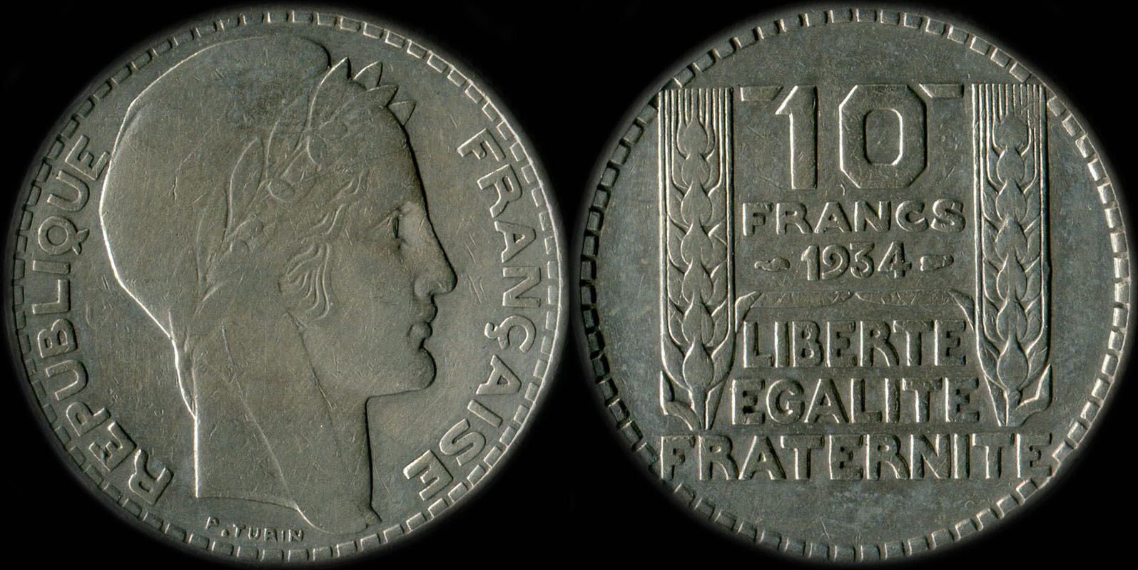 Pice de 10 francs Turin argent 1934 type normal