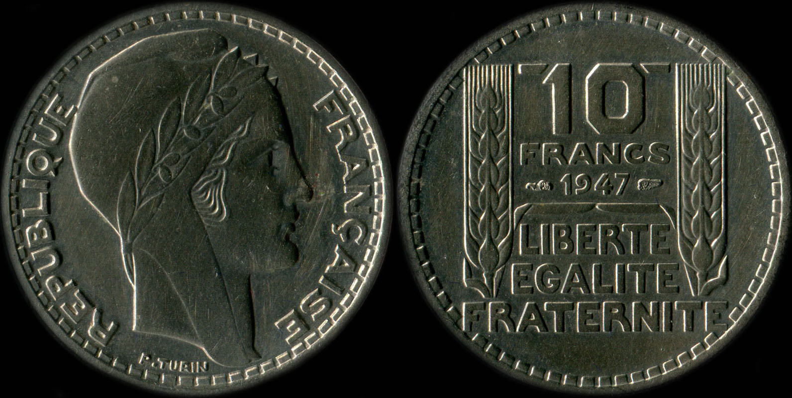 Pice de 10 francs Turin  grosse tte 1947