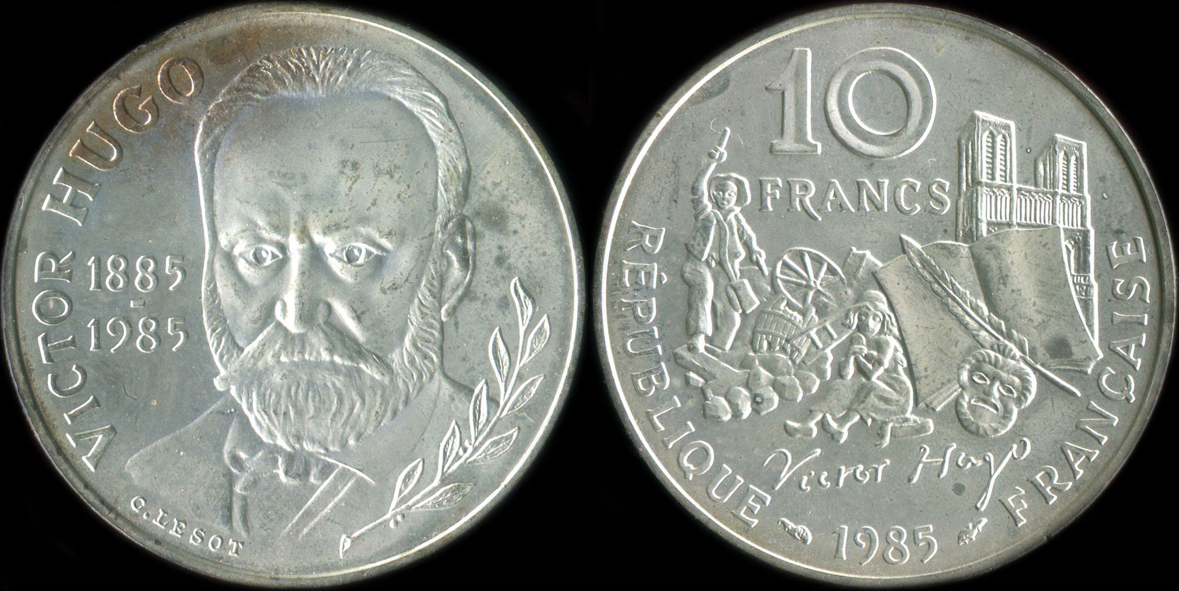 Pice de 10 francs Victor Hugo 1985 argent BU
