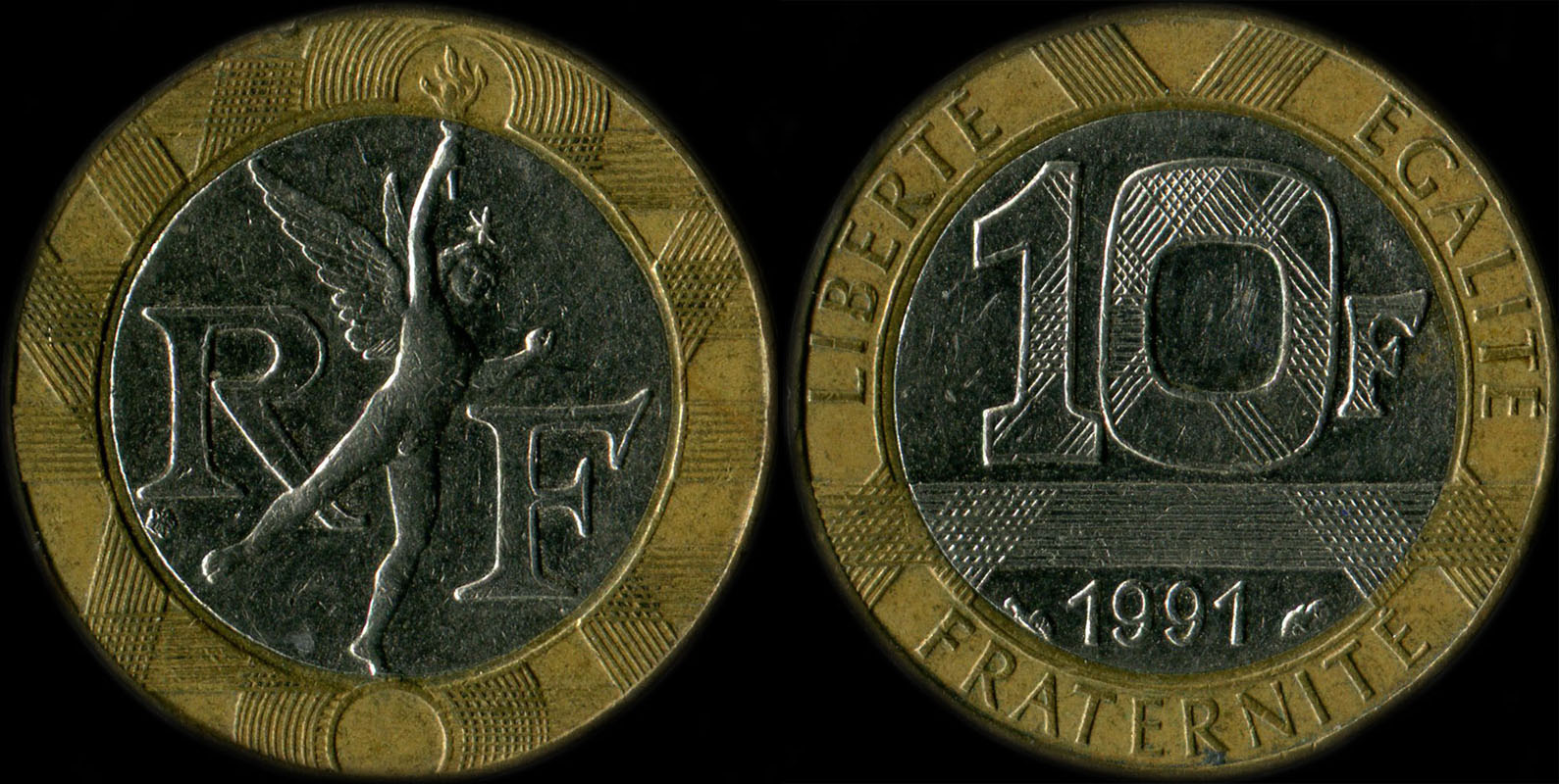 Pice de 10 francs Gnie 1991 diffrent de Pessac touche le cercle