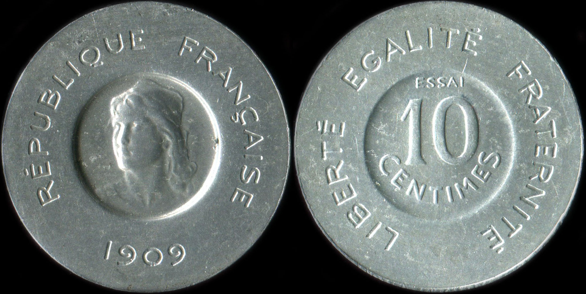 Pice d'essai de Rude 10 centimes 1909 - Aluminium