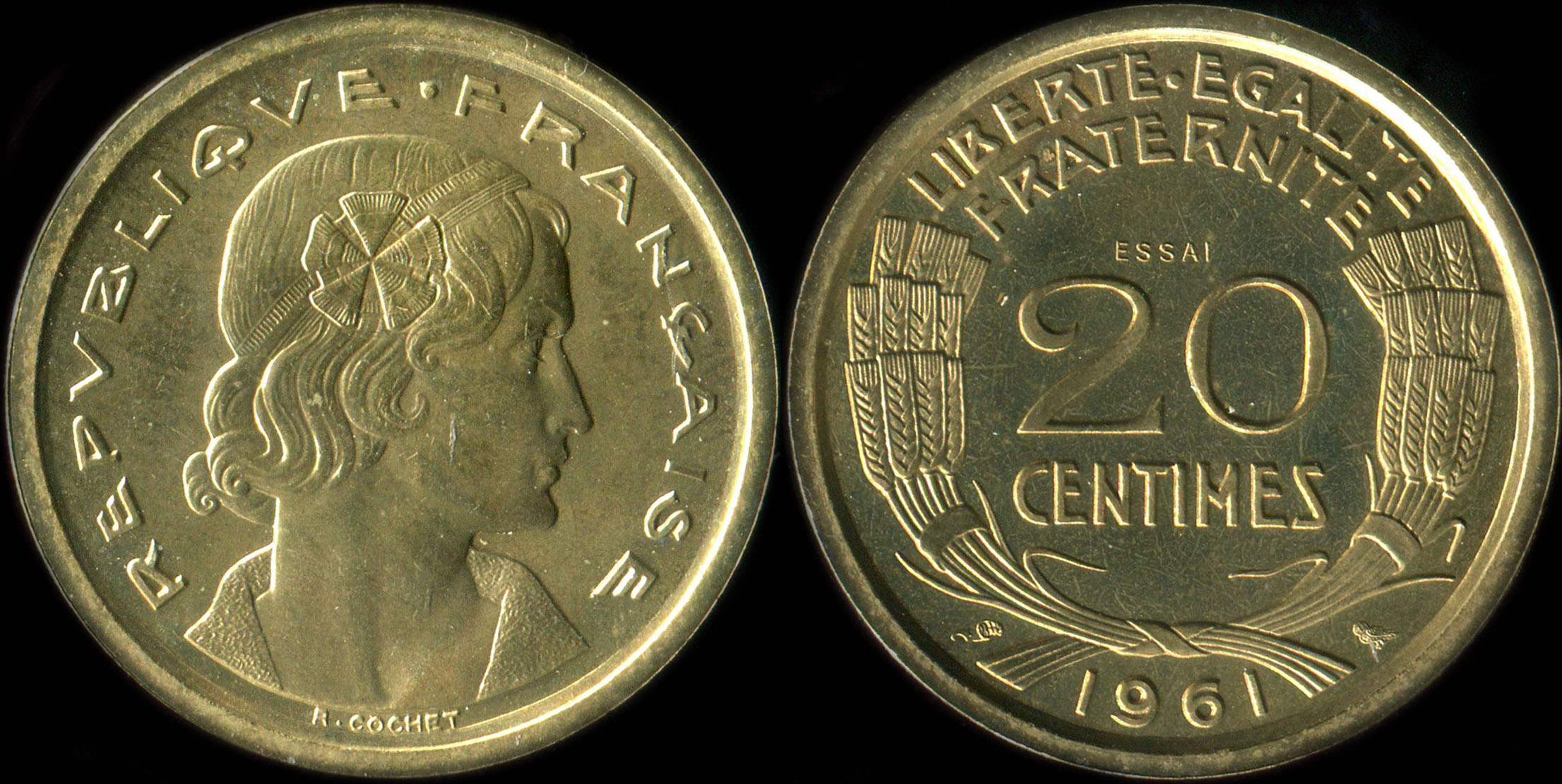 Pice de 20 centimes 1961 - Concours de Cochet