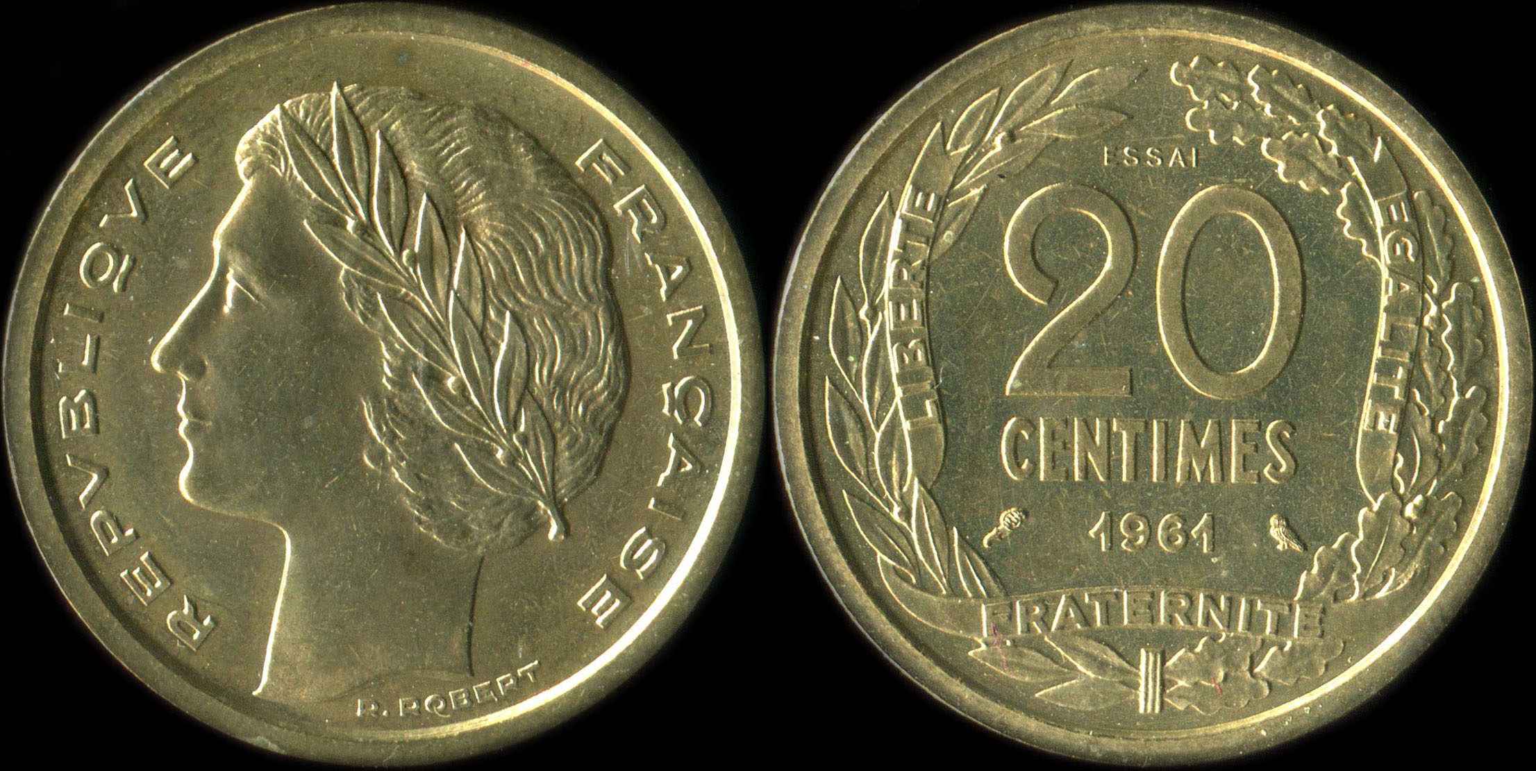 Pice de 20 centimes 1961 - Concours de Robert