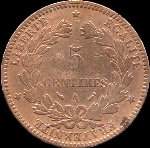 Revers pice 5 centimes Crs 1896A