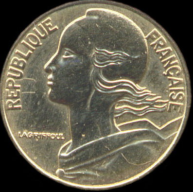 5 centimes Marianne 1996 avec col  3 plis