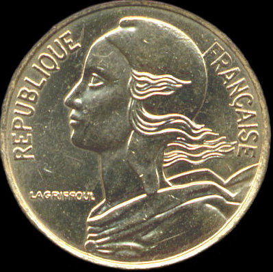 5 centimes Marianne 1996 avec col  4 plis