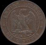 Pice de 10 centimes 1854K Napolon III Empereur tte nue - revers