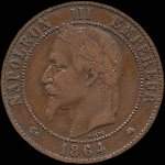 Pice de 10 centimes 1864A Napolon III Empereur tte laure - avers