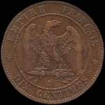 Pice de 10 centimes 1864A Napolon III Empereur tte laure - revers