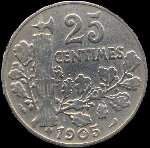Pice de 25 centimes Patey type 2 Rpublique franaise - 1905 - revers