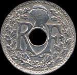Pice de 25 centimes Lindauer  trou - R F - 1931 - avers