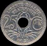 Pice de 25 centimes Lindauer  trou - R F - 1931 - revers