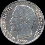 Pice de 50 centimes Napolon III Empereur tte nue - 1856D - avers