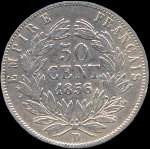 Pice de 50 centimes Napolon III Empereur tte nue - 1856D - revers
