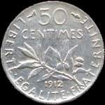 Pice de 50 centimes Semeuse Rpublique franaise - 1912 - revers