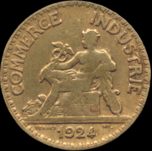 Pice Chambre de Commerce 50 centimes 1924 avec 4 ferm