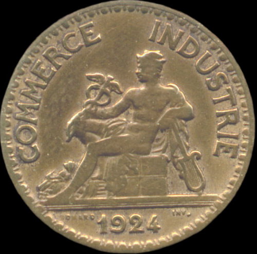 Pice Chambre de Commerce 50 centimes 1924 avec 4 ouvert