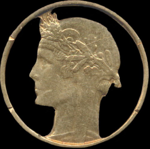 Dcoupe spectaculaire de la 50 centimes Morlon 1932 - avers