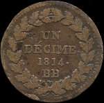 Pice de 1 dcime 1er Empire et Cent-Jours - Napolon 1er - 1814BB - revers