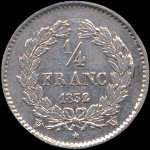 Pice de ¼ franc Louis-Philippe I 1832W - revers