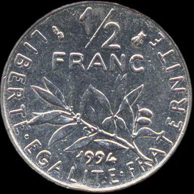 Variante abeille de la pice de 1/2 franc 1994