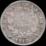Pice de 1 franc Napolon Empereur tte laure - Empire franais - 1813A - revers