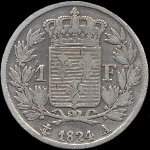 Pice de 1 franc Louis XVIII Roi de France - 1824A - revers