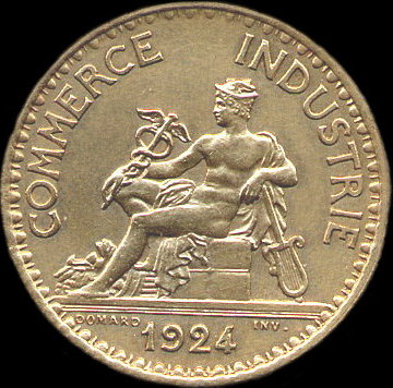 1 franc Chambre de Commerce 1924 avec 4 ferm