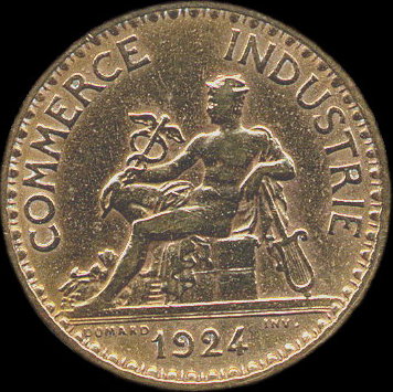 1 franc Chambre de Commerce 1924 avec 4 ouvert