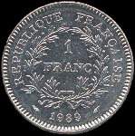 Pice de 1 franc Convocation des Etats Gnraux 5 mai 1789 - Rpublique franaise - 1989 - revers