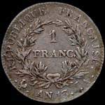 Pice de 1 franc Napolon Empereur tte nue - Rpublique franaise - An 12A - revers