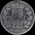 Pice de 2 francs Louis XVIII Roi de France 1817K - revers