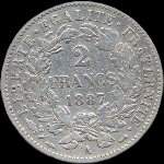 Pice de 2 francs Crs 1887A - Rpublique franaise - revers