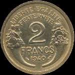 Pice de 2 francs Morlon bronze-aluminium 1940 - Rpublique franaise - revers