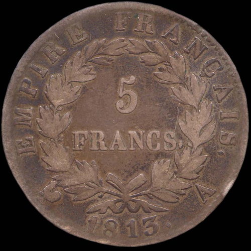 Faux d'poque en bronze de 5 francs 1813A - revers
