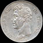 Pice de 5 francs Charles X Roi de France 1er type 1826MA - avers