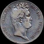 Pice de 5 francs Louis-Philippe Roi des franais tte nue 1830A (varit sans I) - avers