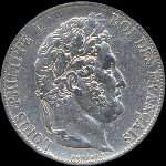 Pice de 5 francs Louis-Philippe I Roi des franais tte laure 1845W - avers