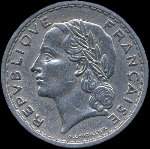 Pice de 5 francs Lavrillier aluminium 1949 - Rpublique franaise - avers