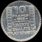 Pice de 10 francs Turin argent 1938 - revers