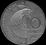 Pice de 10 francs Robert Schuman 1986 - revers