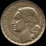 Pice de 20 francs Georges Guiraud 1950B queue  4 faucilles - avers