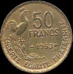 Pice de 50 francs Guiraud 1953 - revers